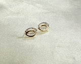 Oval zirconia/gold earrings