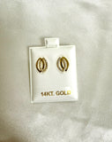 Oval zirconia/gold earrings